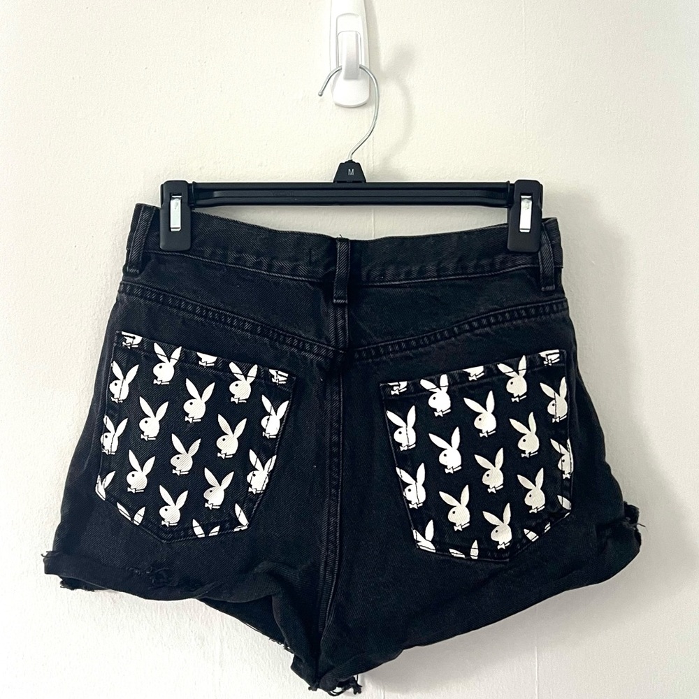 PLAYBOY x Pacsun high waisted cutoff denim shorts — like new!